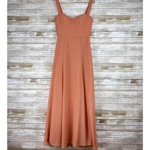 JENNY Yoo Bridesmaid Dress Size 6 Harris Chiffon Long Maxi Peach Canyon Sunset